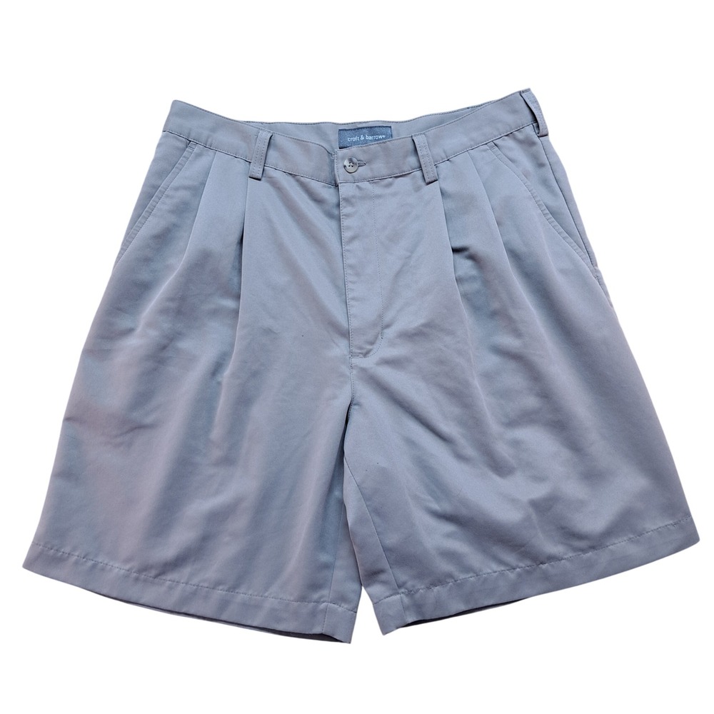 Croft & Barrow Pleated Shorts Mens 34 Gray Excellent Lightweight Golf Classic